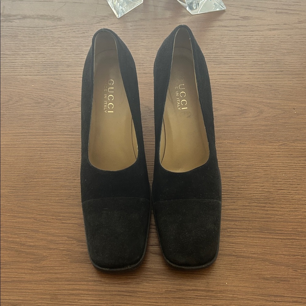 Vintage Gucci Black Suede Women's Heels
